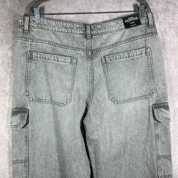 H&M Divided Jeans Womens 14 Gray Denim Cargo Pockets Bootcut High Rise NEW - Picture 5 of 15